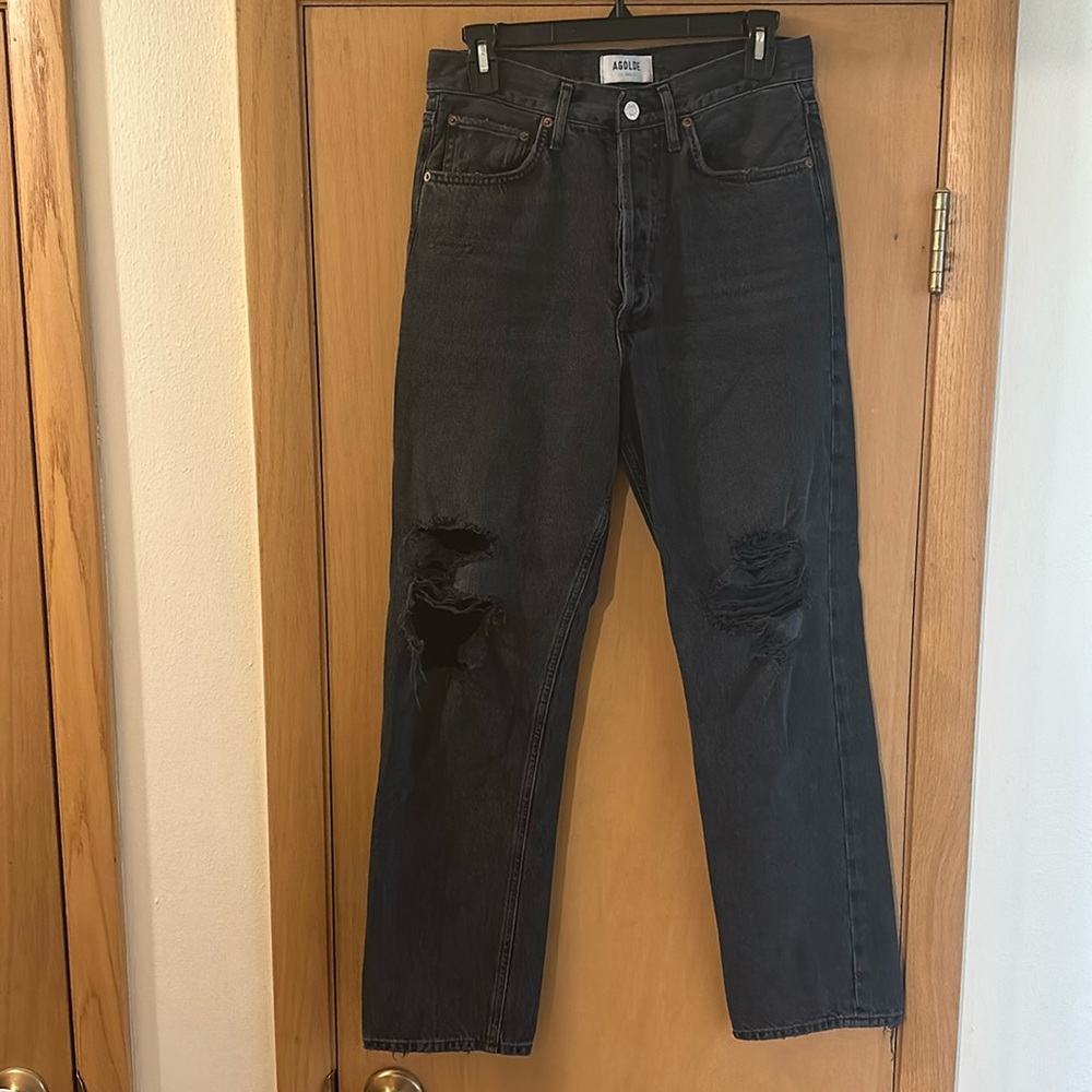 Agolde Los Angeles Women’s 90’s Mid High Rise Straight Jeans Black Size 25